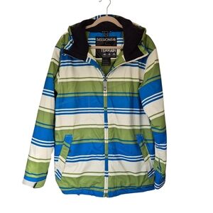 Sessions Truth Retro Stripe Snowboard Ski Jacket Blue Green White